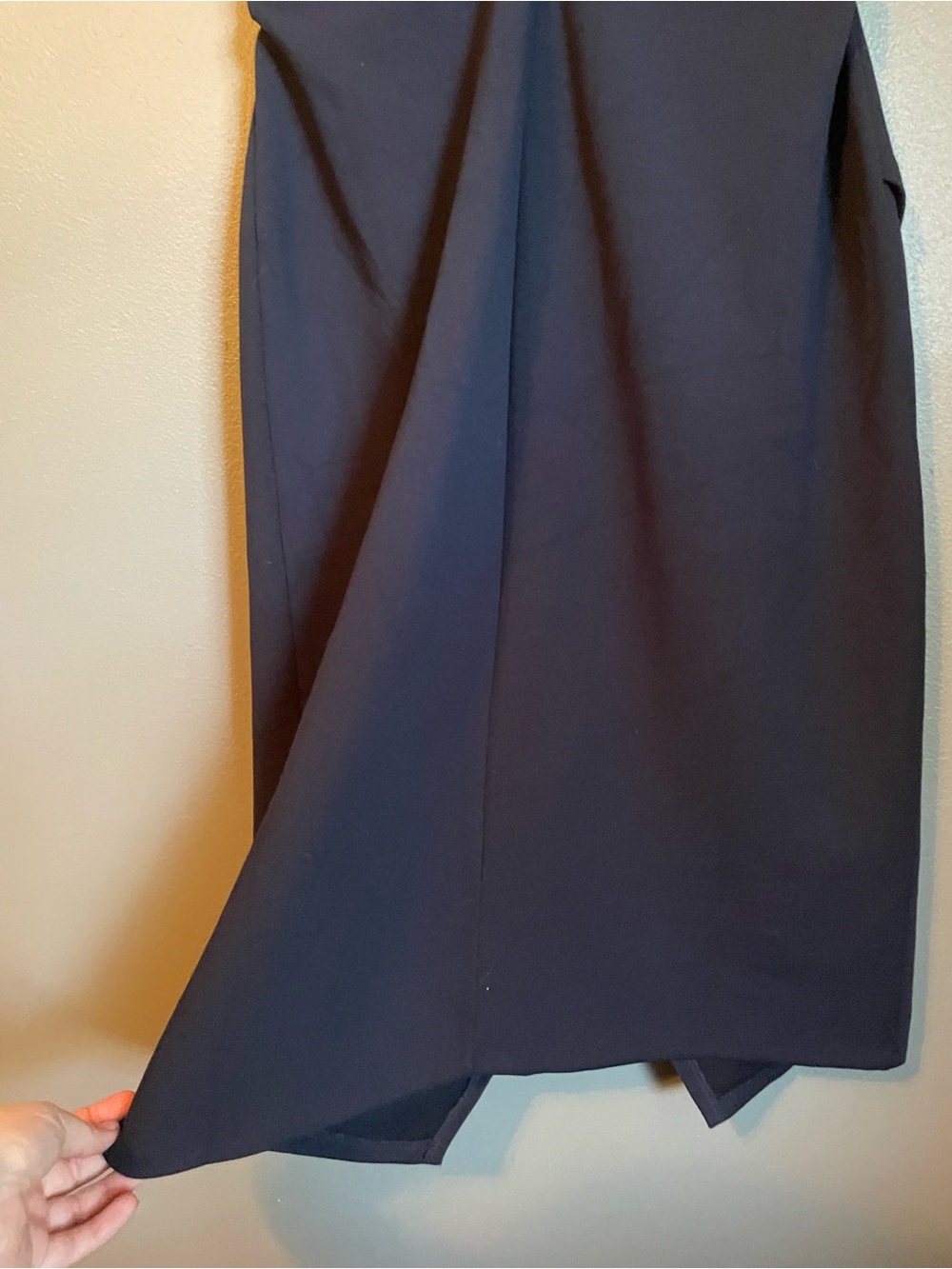 NWT Nordstrom Sz Med Navy Blue Ruched Funnel Neck Midi Work Casual Dress Ret $89 - Picture 15 of 15